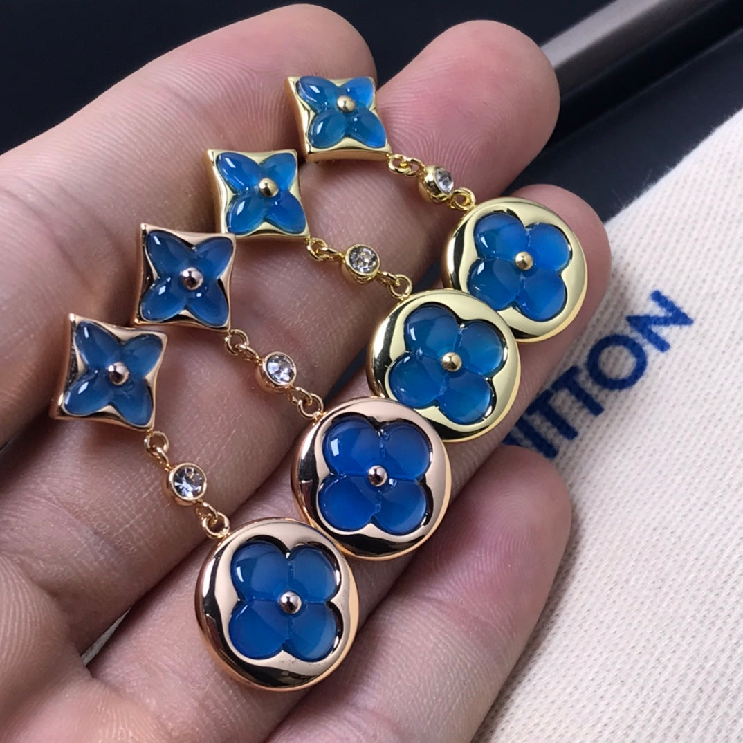 [Vellora-Opalyn]STAR AND SUN AGATE DIAMOND EARRINGS