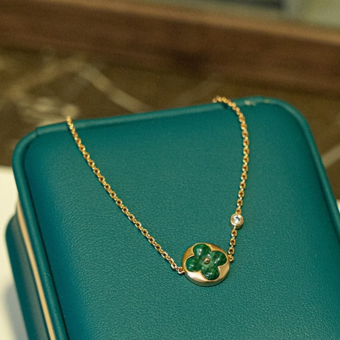 [Vellora-Opalyn]SUN MALACHITE 1 DIAMOND PINK GOLD BRACELET