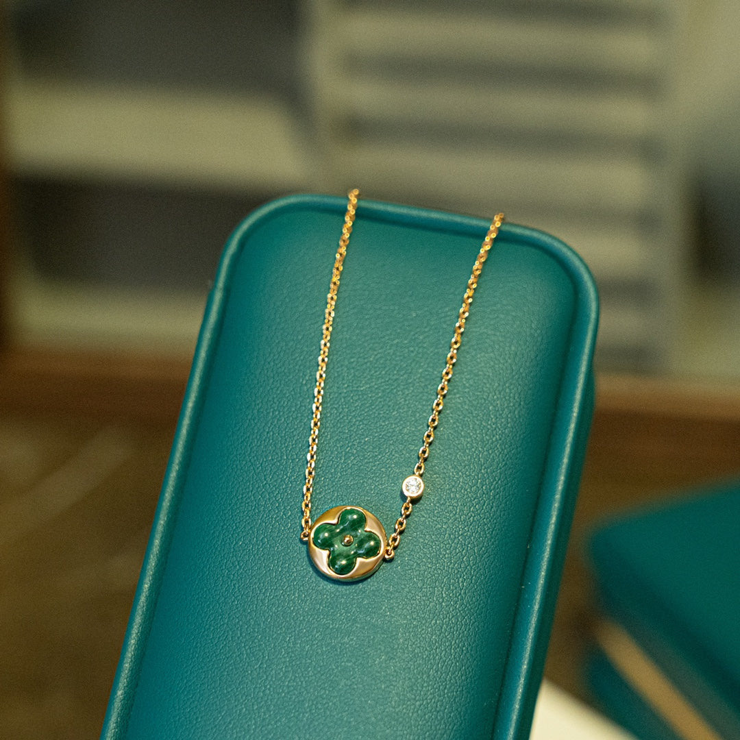 [Vellora-Opalyn]SUN MALACHITE 1 DIAMOND PINK GOLD BRACELET