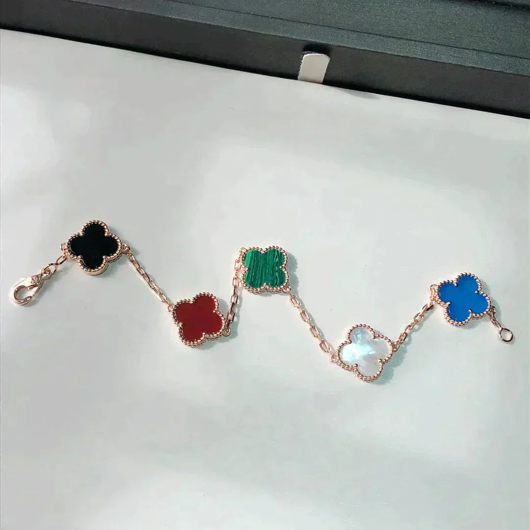 [Vellora-Opalyn]CLOVER 5 MOTIFS MULTICOLOR  BRACELET