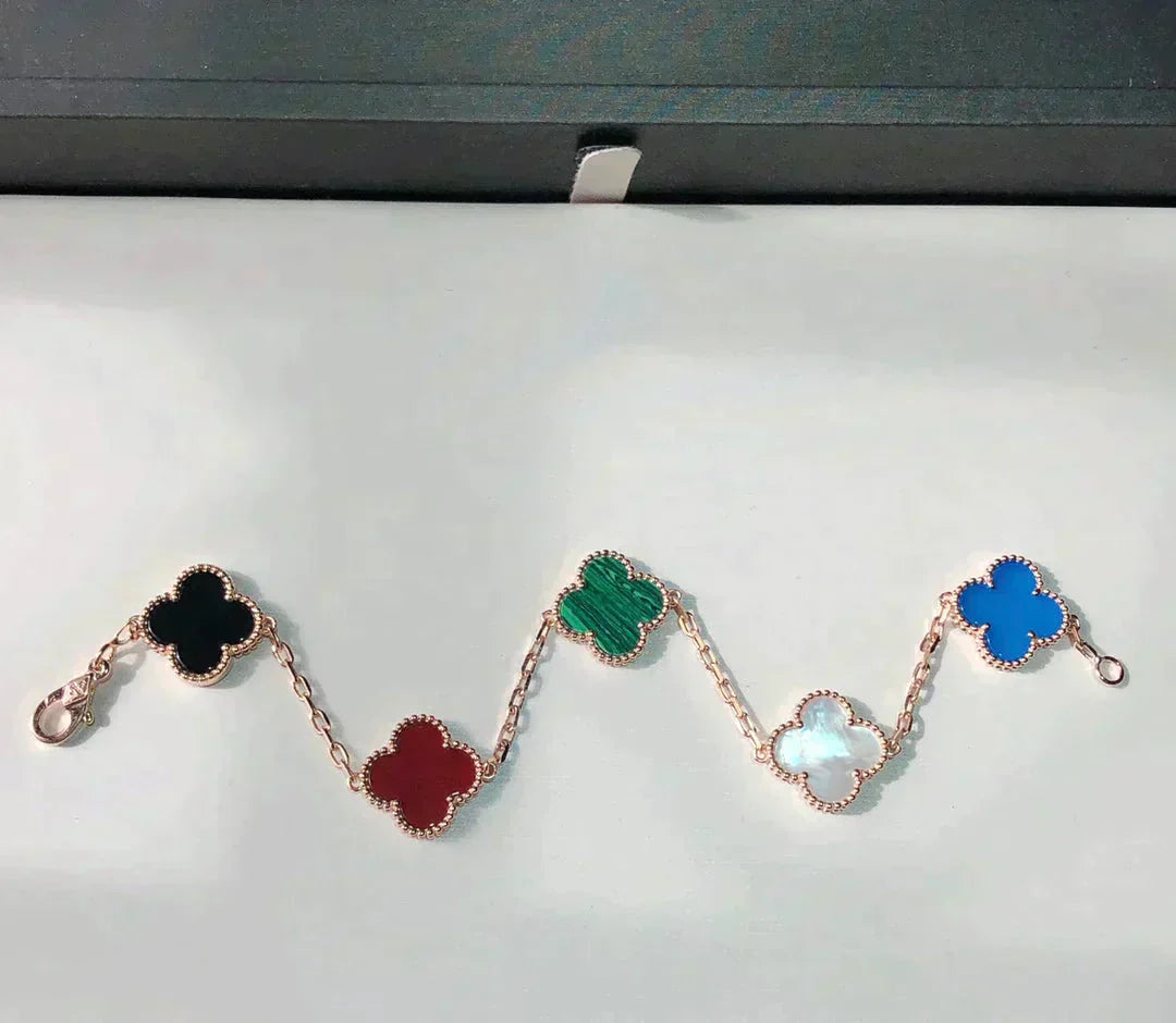 [Vellora-Opalyn]CLOVER 5 MOTIFS MULTICOLOR  BRACELET