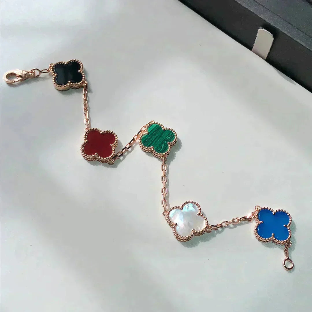 [Vellora-Opalyn]CLOVER 5 MOTIFS MULTICOLOR  BRACELET