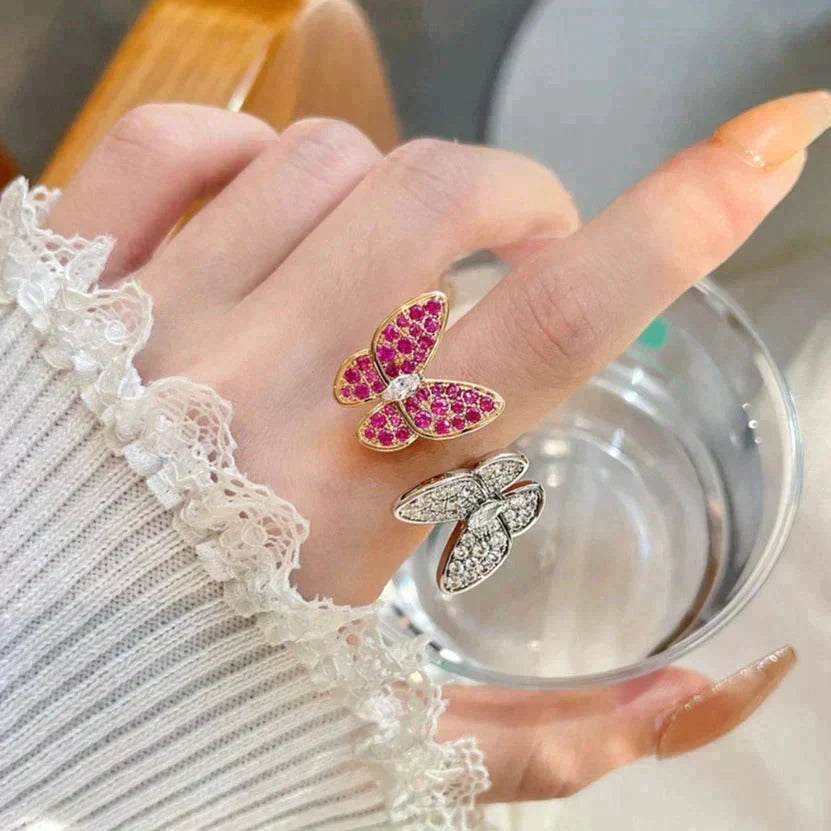 [Vellora-Opalyn]TWIN BUTTERFLY DIAMOND RING