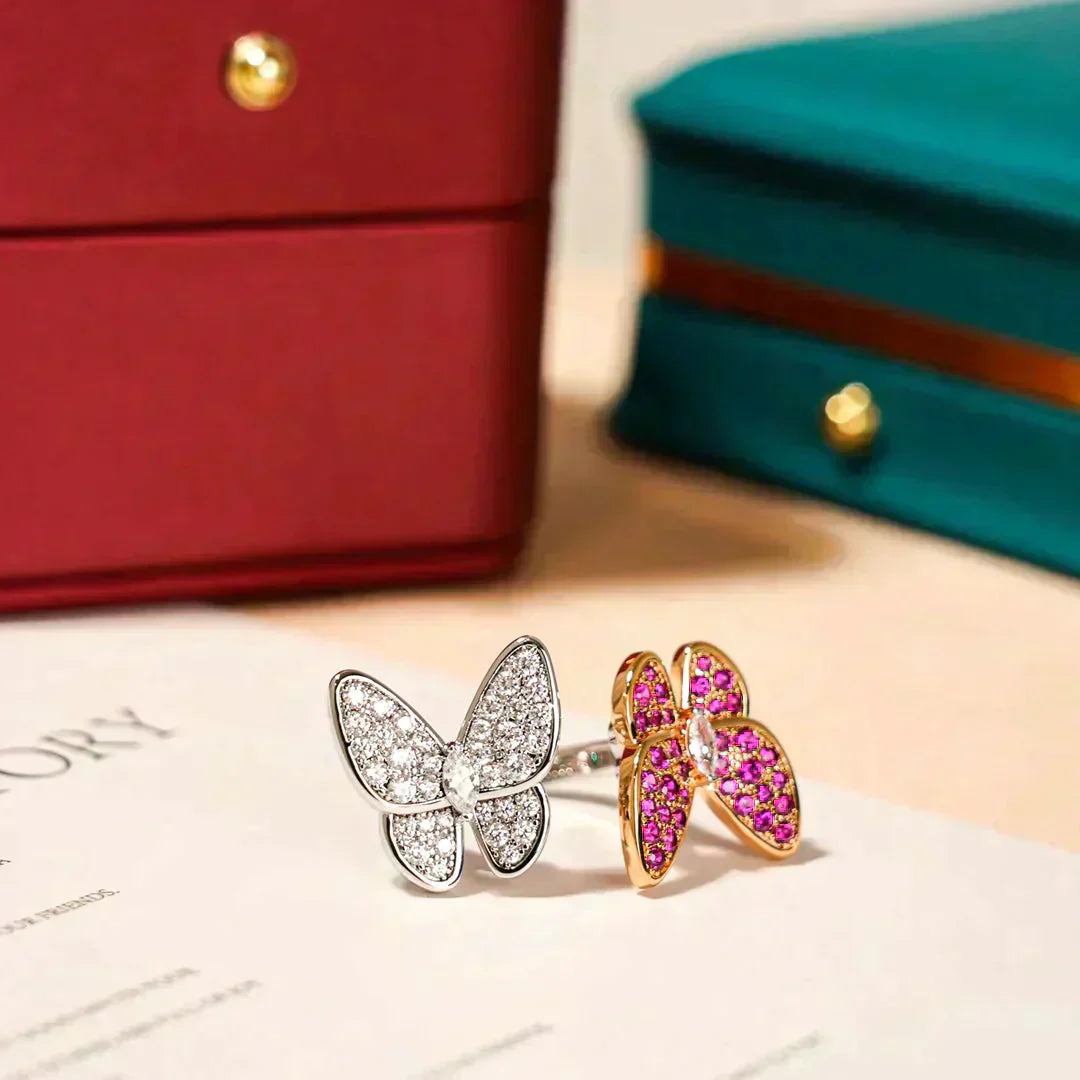[Vellora-Opalyn]TWIN BUTTERFLY DIAMOND RING