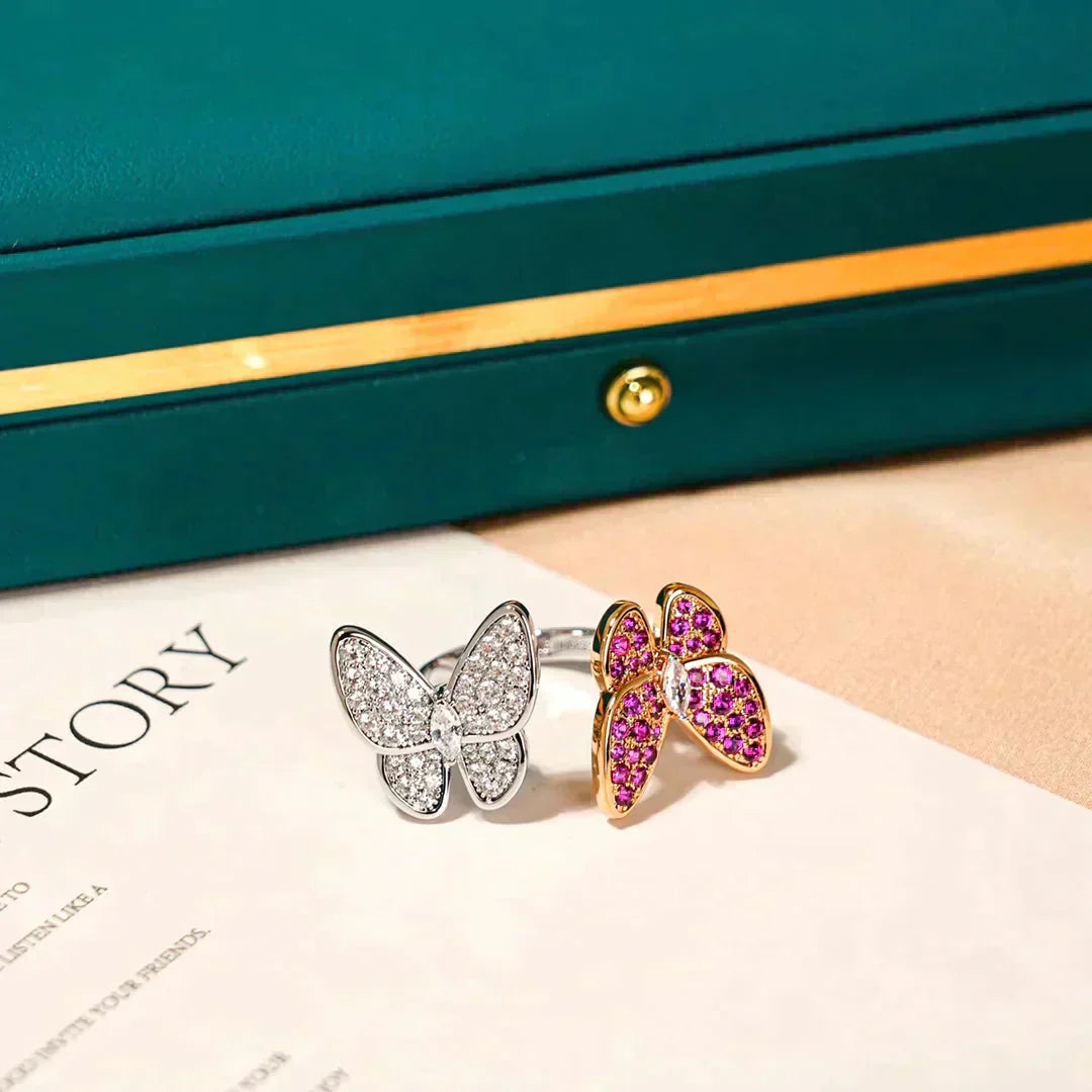 [Vellora-Opalyn]TWIN BUTTERFLY DIAMOND RING