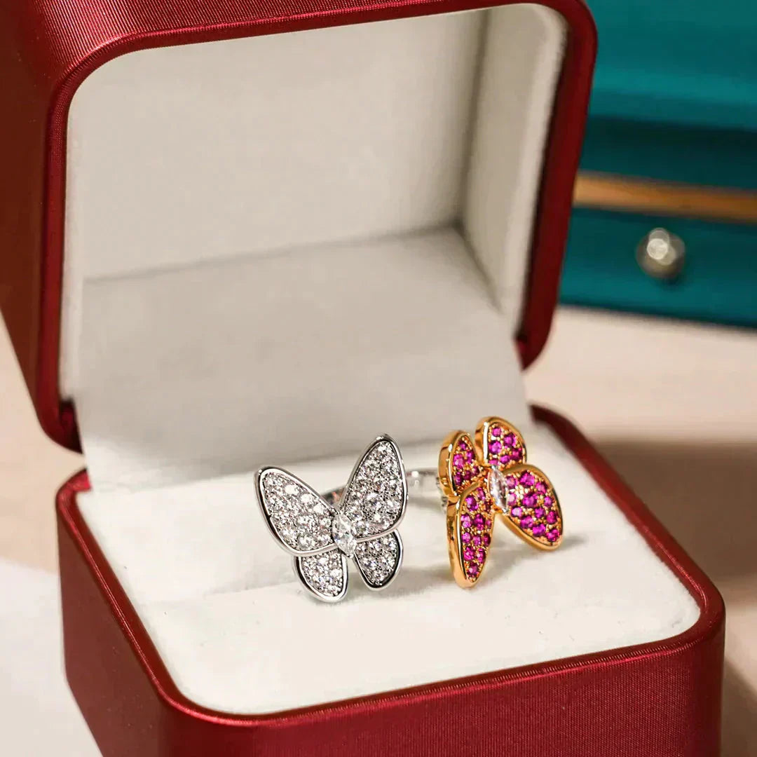[Vellora-Opalyn]TWIN BUTTERFLY DIAMOND RING