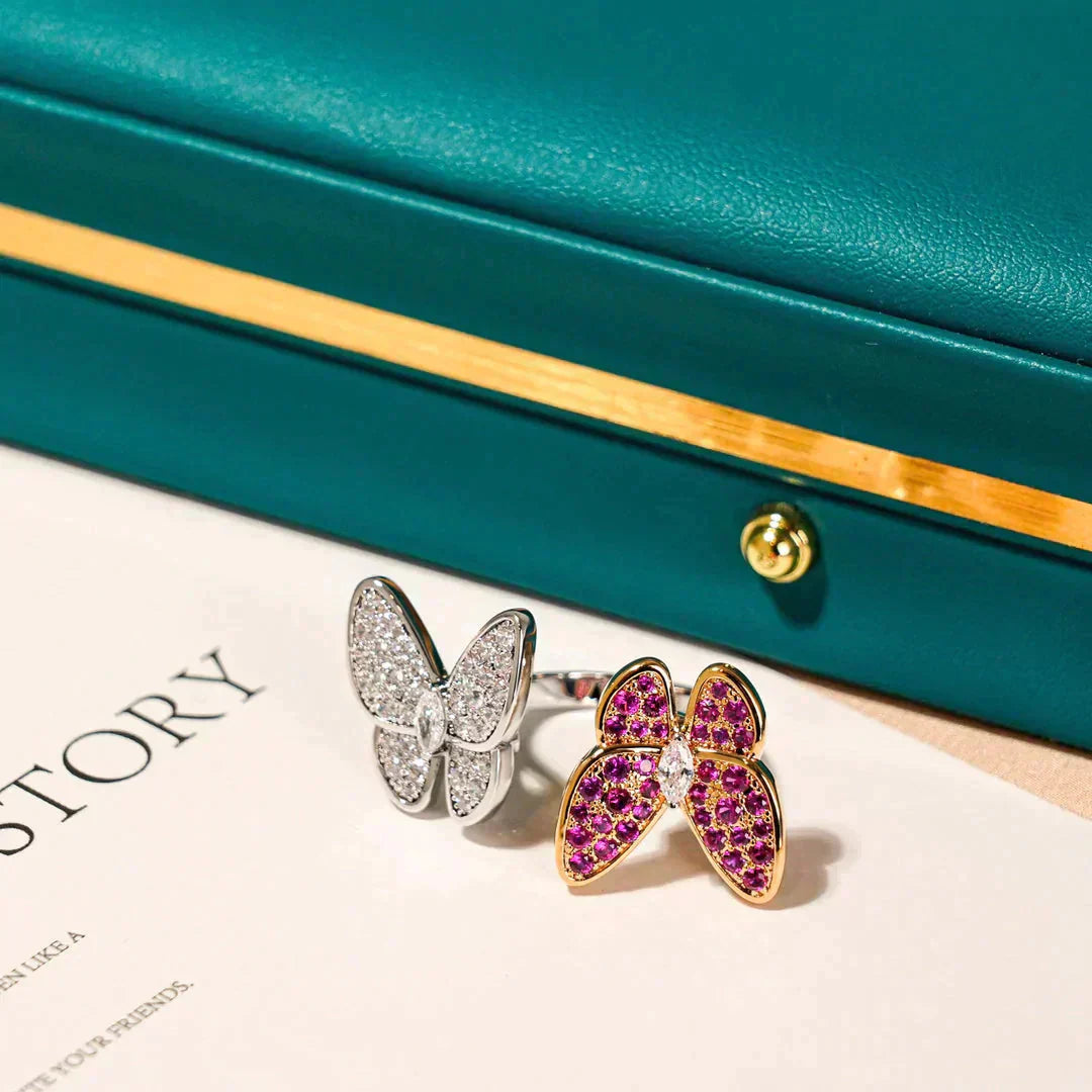 [Vellora-Opalyn]TWIN BUTTERFLY DIAMOND RING