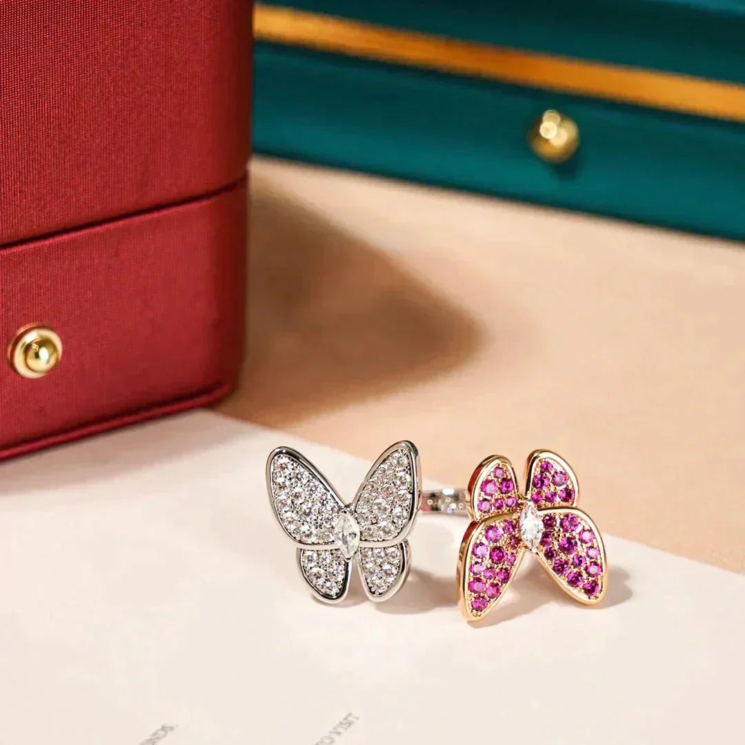 [Vellora-Opalyn]TWIN BUTTERFLY DIAMOND RING