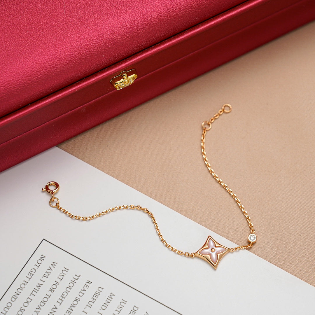 [Vellora-Opalyn]STAR 1 DIAMOND PINK GOLD BRACELET
