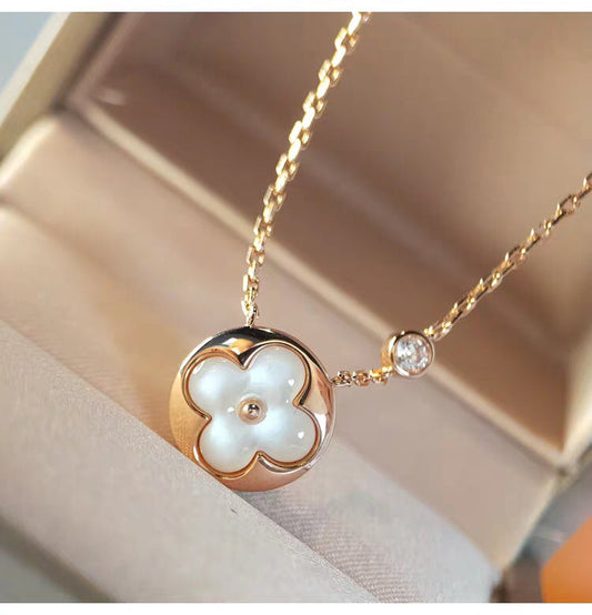 [Vellora-Opalyn]SUN MOP GOLD 1 DIAMOND NECKLACE