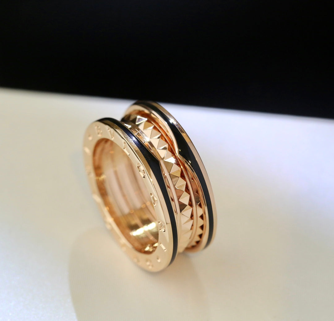 [Vellora-Opalyn]ZERO 1 PINK GOLD BLACK CERAMIC RING