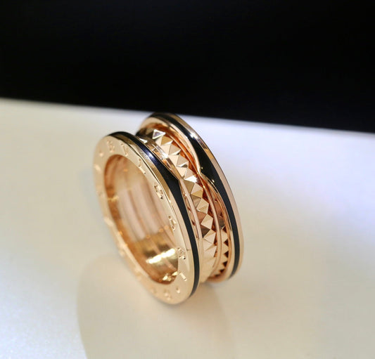 [Vellora-Opalyn]ZERO 1 PINK GOLD BLACK CERAMIC RING