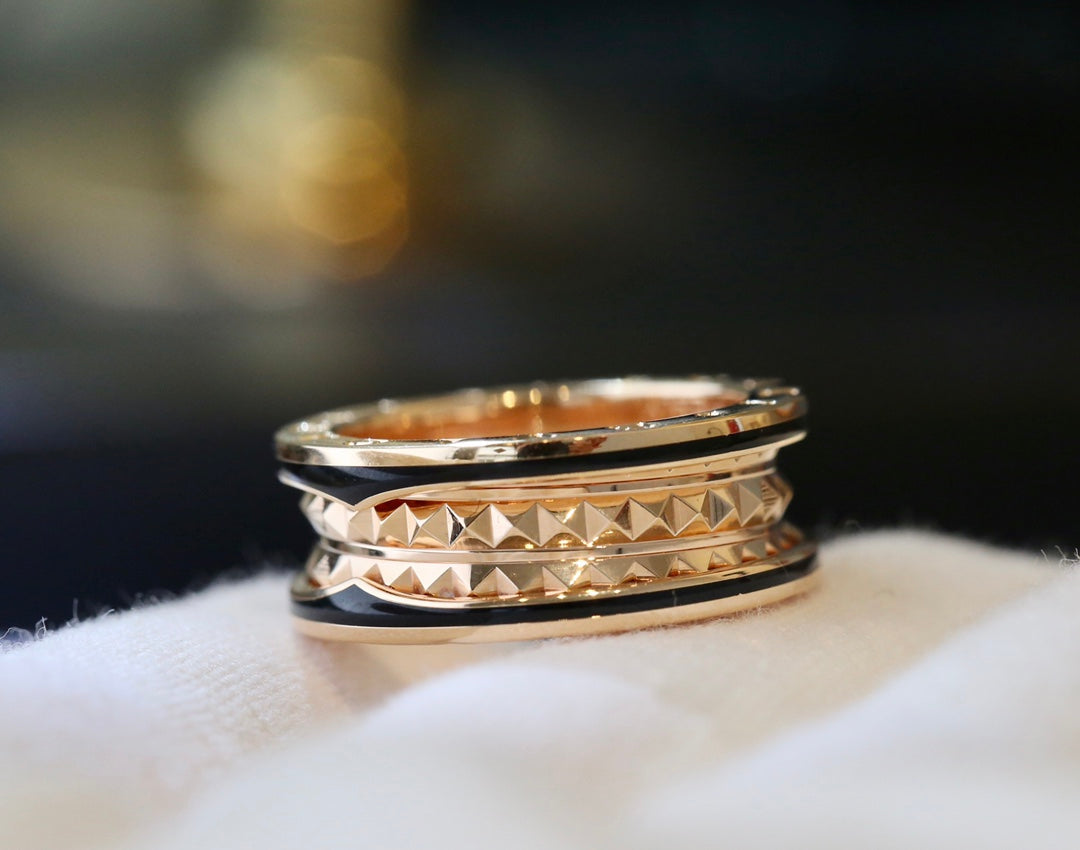 [Vellora-Opalyn]ZERO 1 PINK GOLD BLACK CERAMIC RING