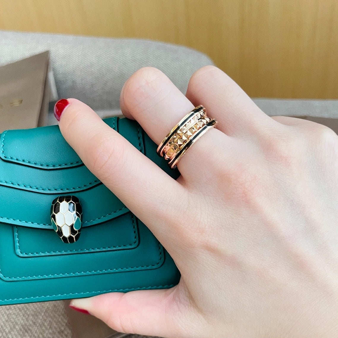 [Vellora-Opalyn]ZERO 1 PINK GOLD BLACK CERAMIC RING
