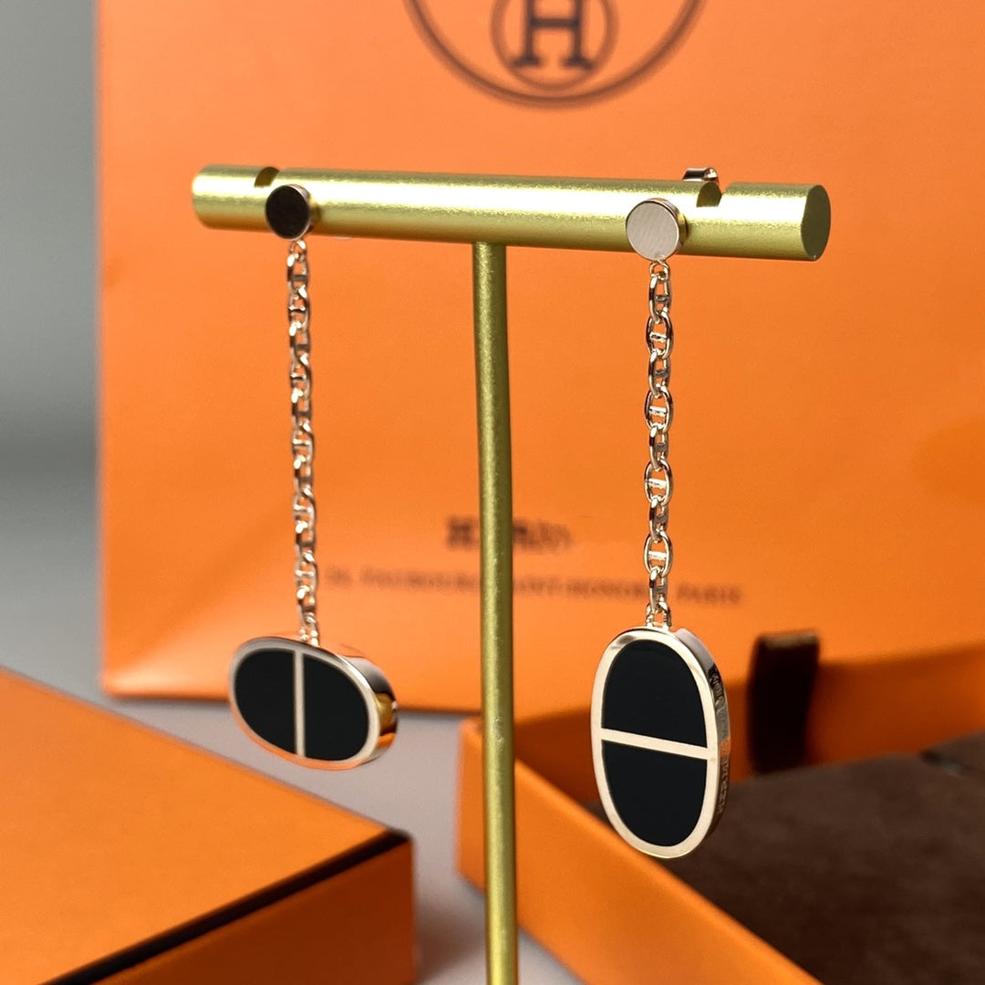 [Vellora-Opalyn]CHAINE VERSO BLACK CERAMIC EARRINGS