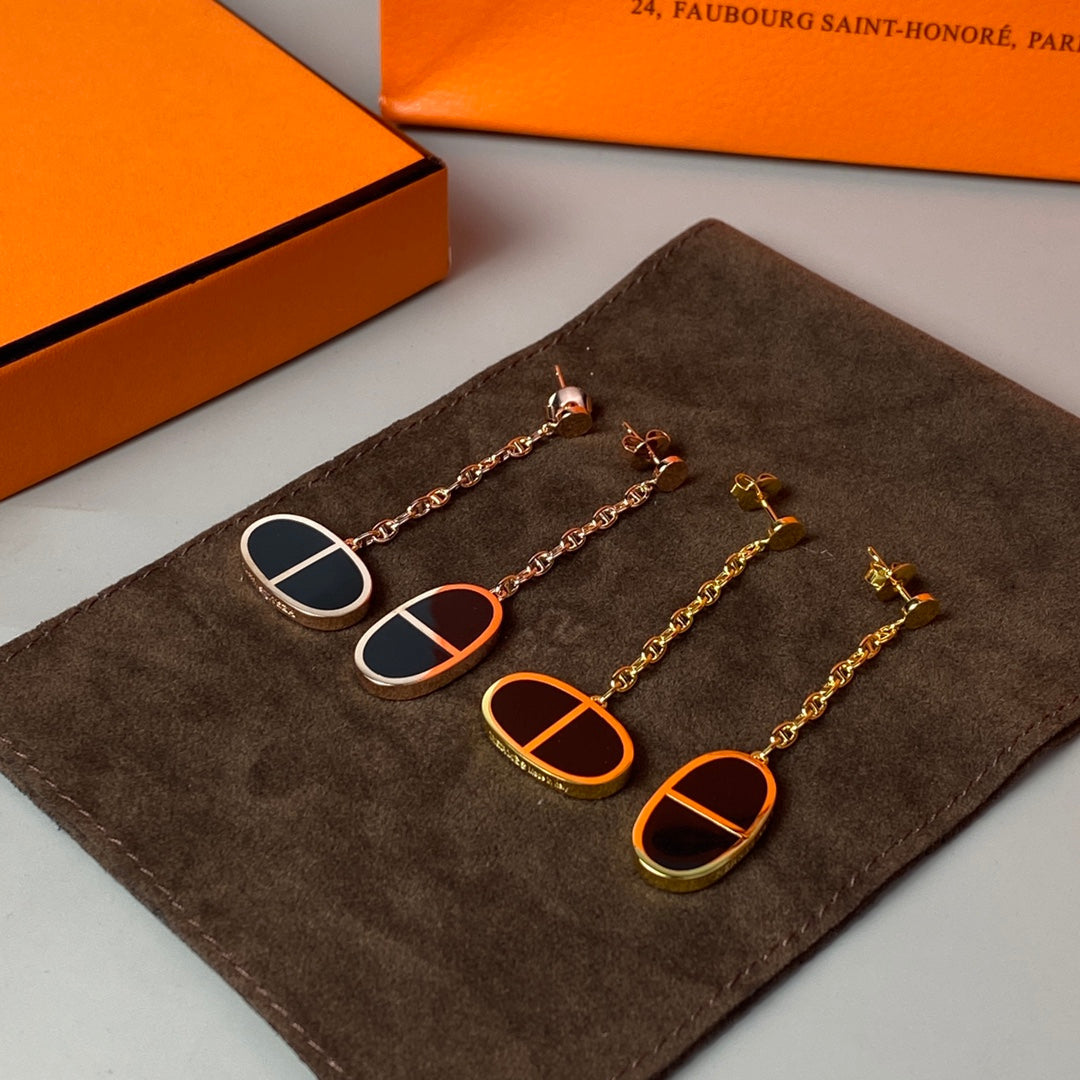 [Vellora-Opalyn]CHAINE VERSO BLACK CERAMIC EARRINGS