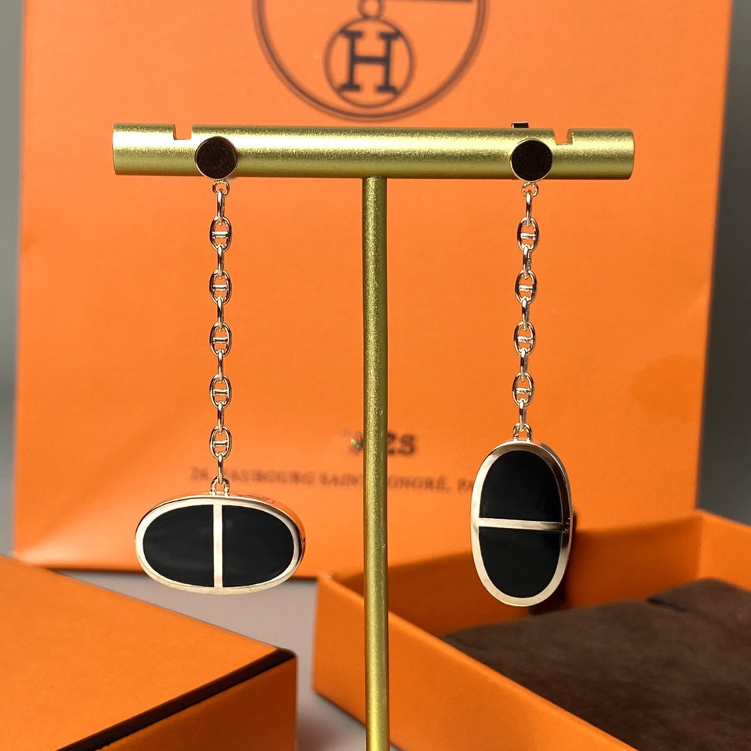 [Vellora-Opalyn]CHAINE VERSO BLACK CERAMIC EARRINGS