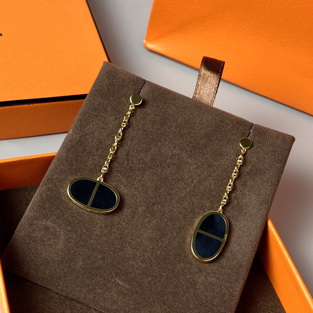 [Vellora-Opalyn]CHAINE VERSO BLACK CERAMIC EARRINGS