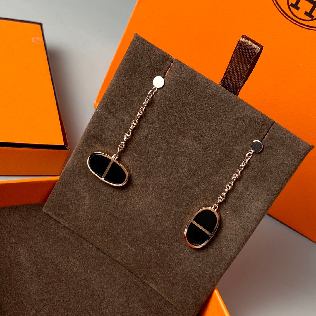 [Vellora-Opalyn]CHAINE VERSO BLACK CERAMIC EARRINGS
