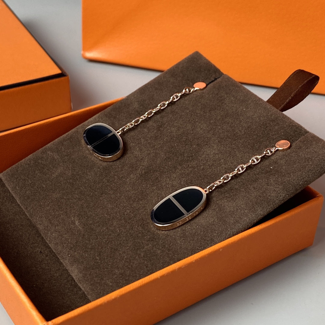 [Vellora-Opalyn]CHAINE VERSO BLACK CERAMIC EARRINGS