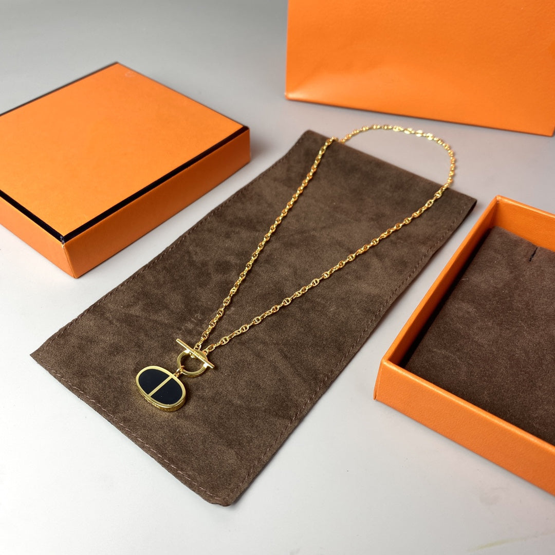 [Vellora-Opalyn]CHAINE VERSO BLACK CERAMIC NECKLACE