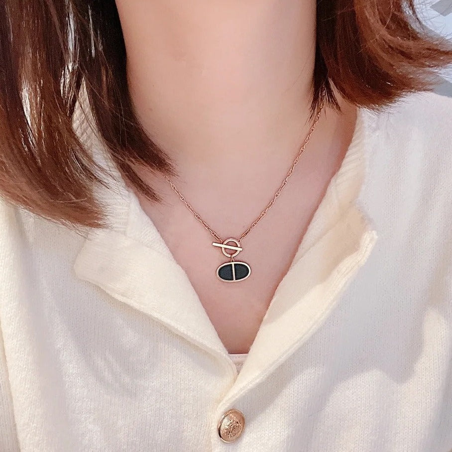 [Vellora-Opalyn]CHAINE VERSO BLACK CERAMIC NECKLACE