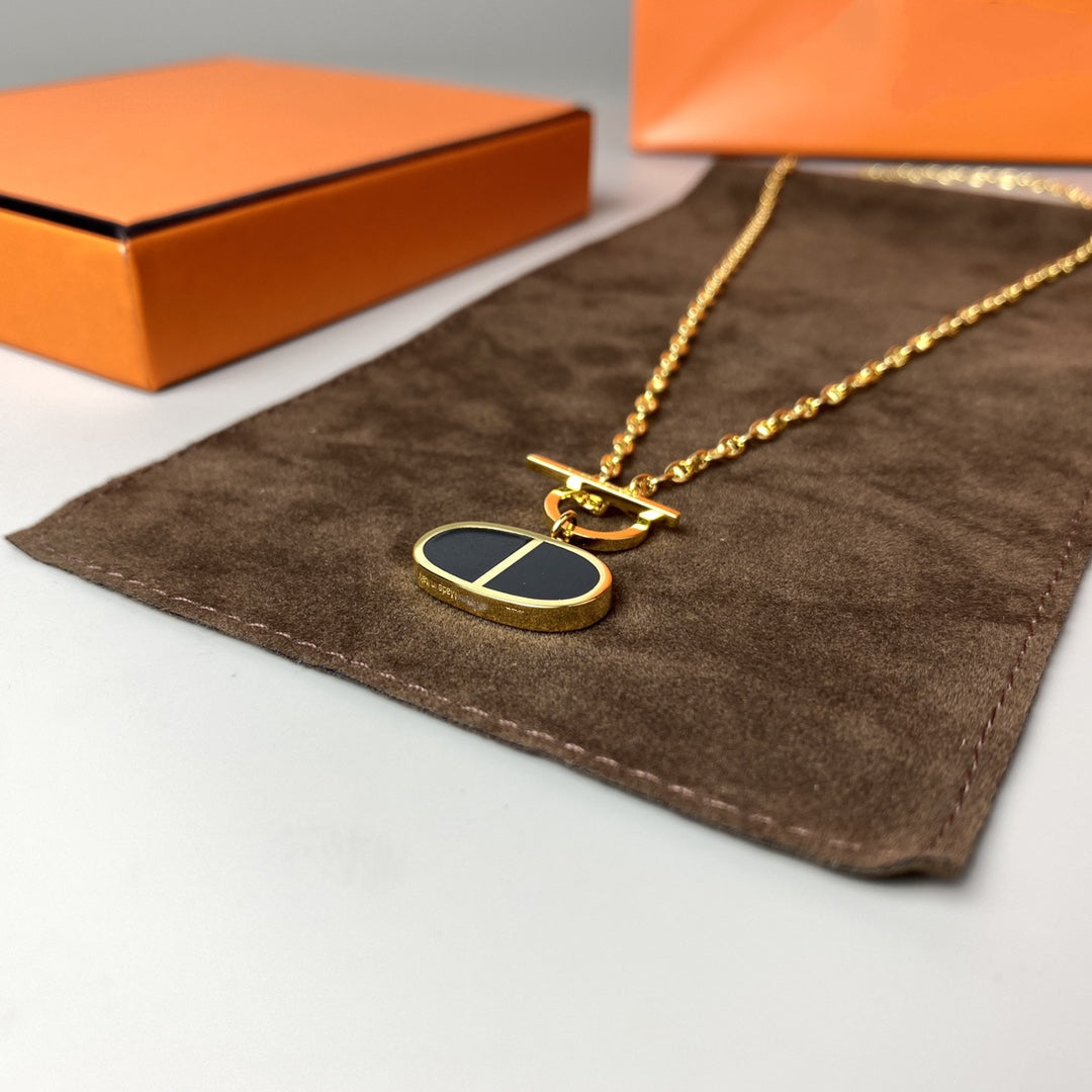 [Vellora-Opalyn]CHAINE VERSO BLACK CERAMIC NECKLACE