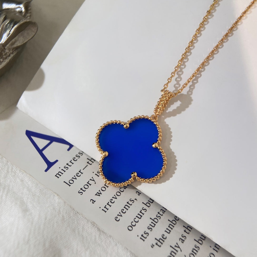 [Vellora-Opalyn]CLOVER 25MM NECKLACE TURQUOISE ROSE GOLD