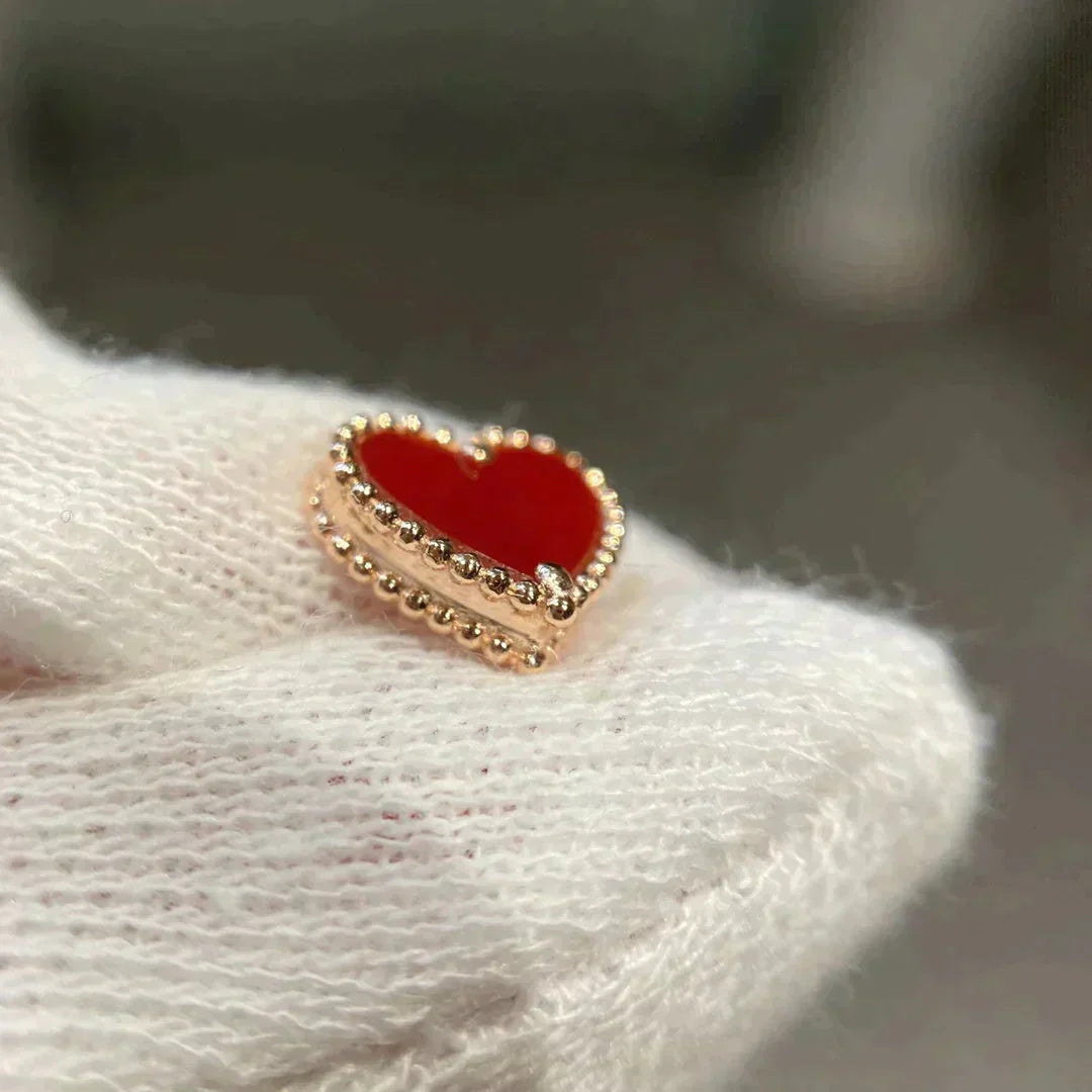 [Vellora-Opalyn]HEART CARNELIAN STUD EARRINGS