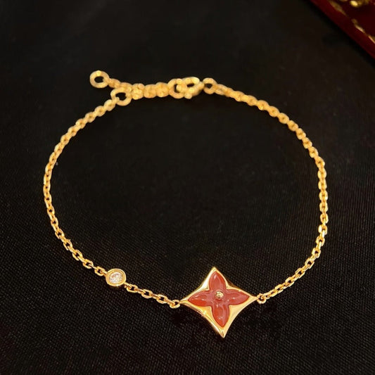 [Vellora-Opalyn]COLOR STAR CARNELIAN PINK GOLD DIAMOND BRACELET
