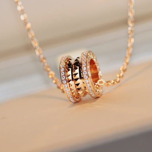 [Vellora-Opalyn]ZERO 1 ROCK PEDANT PINK GOLD NECKLACE