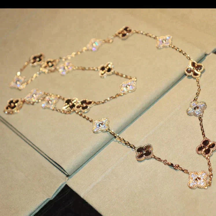 [Vellora-Opalyn]CLOVER 20 MOTIFS LASER DIAMOND NECKLACE