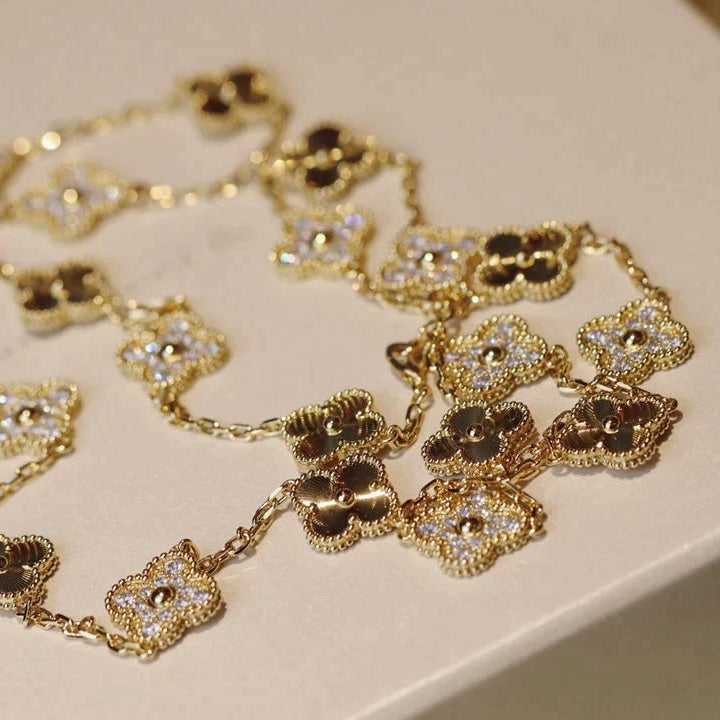 [Vellora-Opalyn]CLOVER 20 MOTIFS LASER DIAMOND NECKLACE