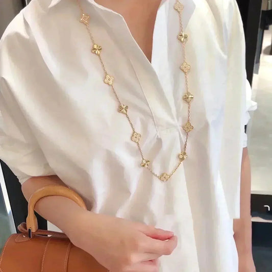 [Vellora-Opalyn]CLOVER 20 MOTIFS LASER DIAMOND NECKLACE