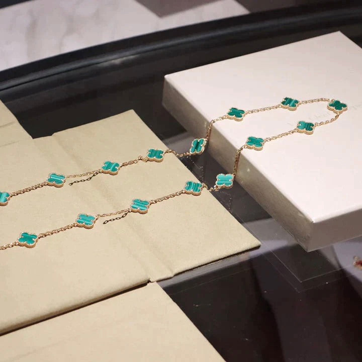 [Vellora-Opalyn]CLOVER 20 MOTIFS MALACHITE GOLD