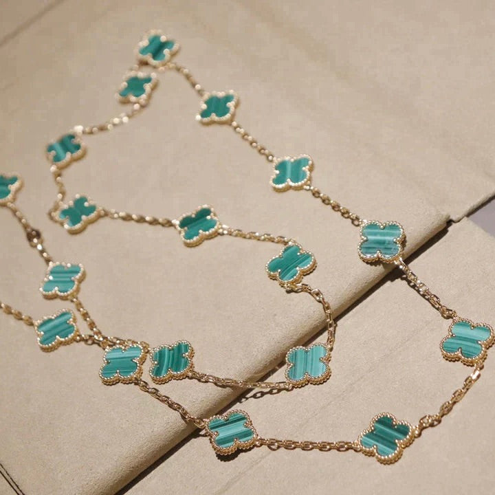 [Vellora-Opalyn]CLOVER 20 MOTIFS MALACHITE GOLD