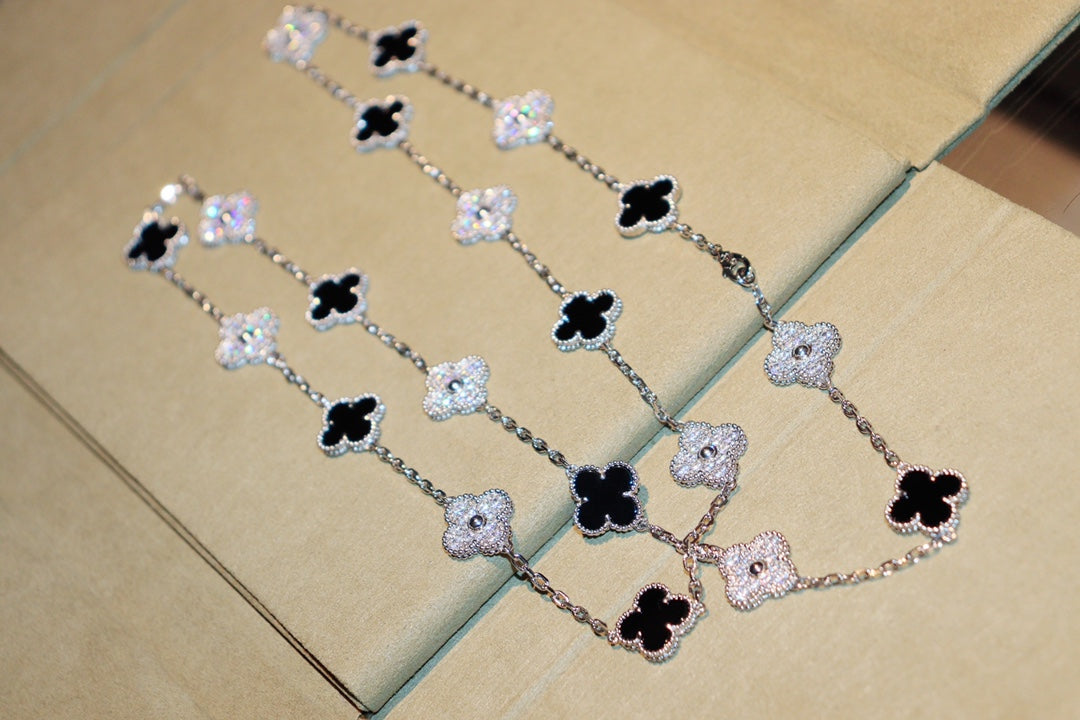 [Vellora-Opalyn]CLOVER 20 MOTIFS ONYX DIAMOND SILVER