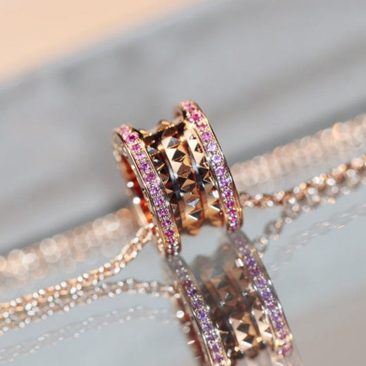 [Vellora-Opalyn]ZERO 1 ROCK PINK GOLD PINK DIAMOND NECKLACE