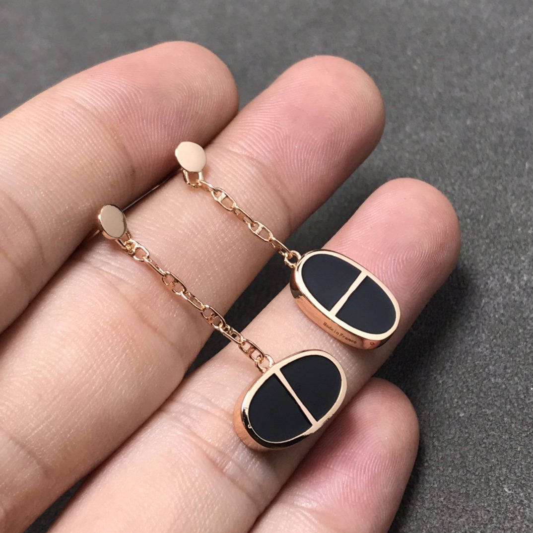[Vellora-Opalyn]CHAINE VERSO BLACK CERAMIC SILVER EARRINGS