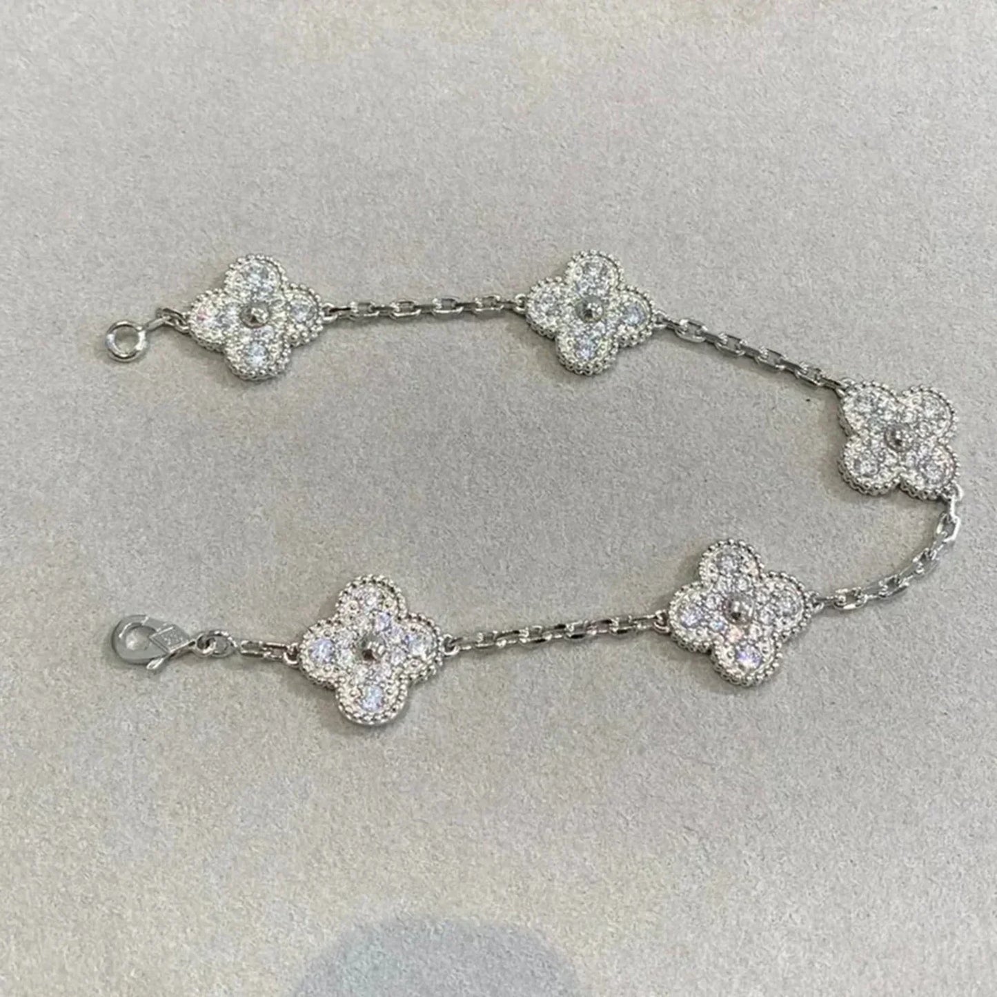 [Vellora-Opalyn]CLOVER 5 MOTIFS  DIAMOND BRACELET SILVER