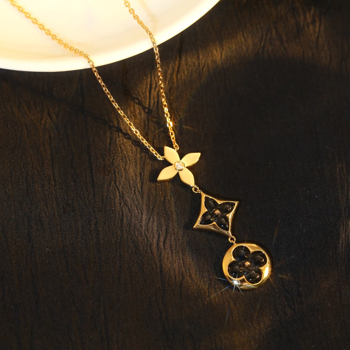 [Vellora-Opalyn]STAR AND SUN ONYX PINK GOLD NECKLACE