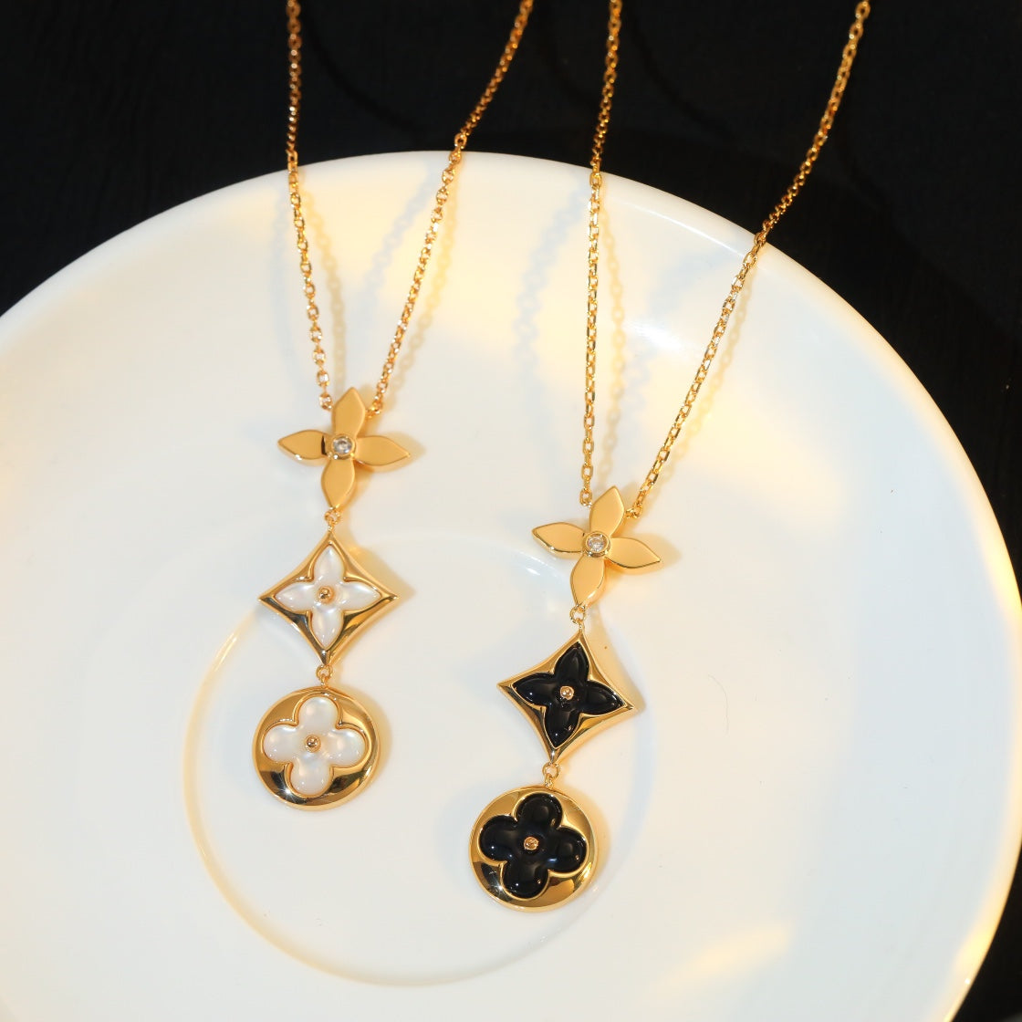 [Vellora-Opalyn]STAR AND SUN ONYX PINK GOLD NECKLACE