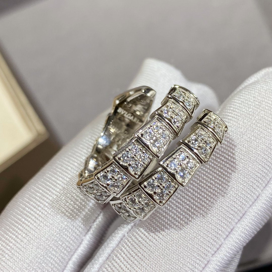 [Vellora-Opalyn]SERPENTI DOUBLE RING SILVER DIAMOND PAVED