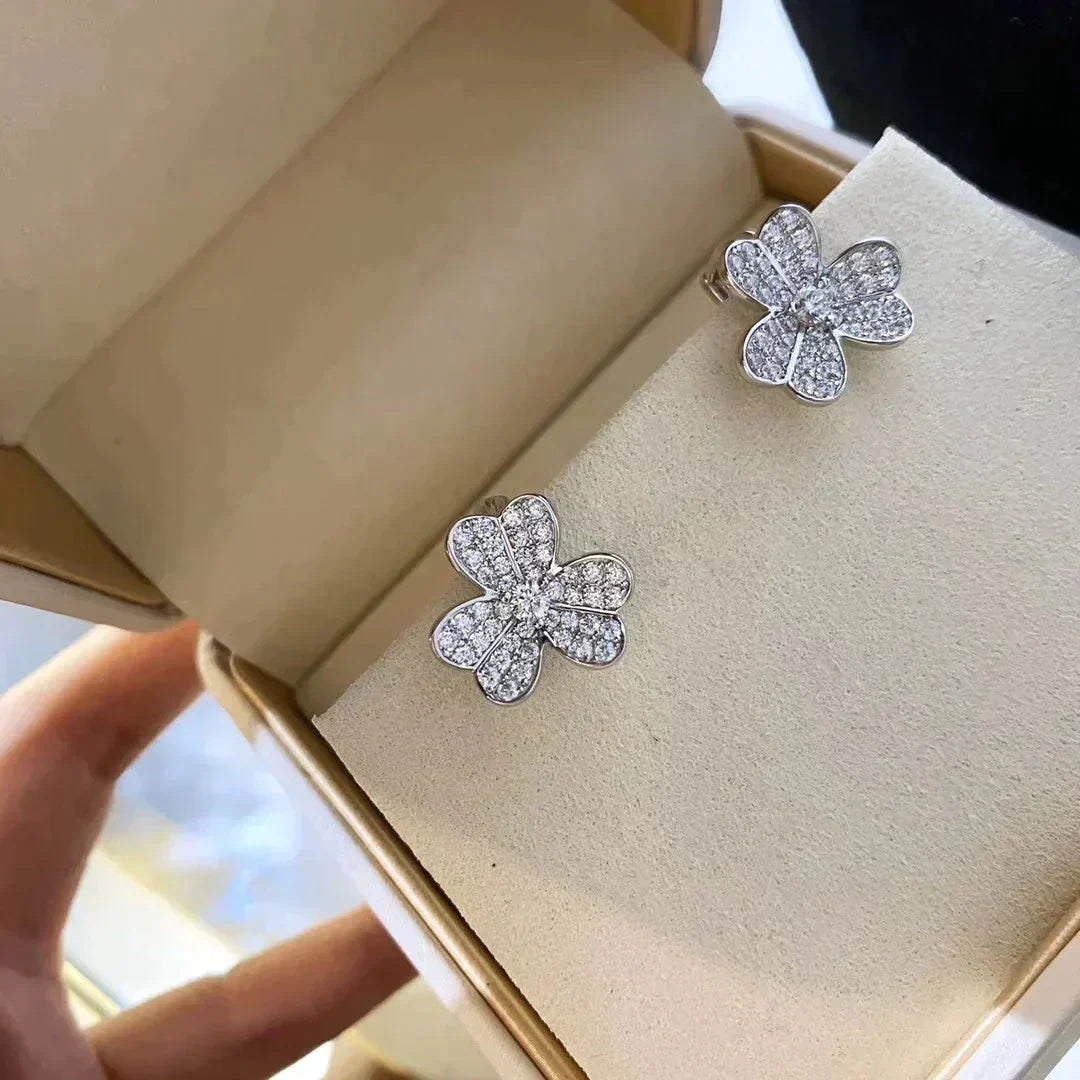 [Vellora-Opalyn]CLOVER COMOS DIAMOND EARRINGS SILVER
