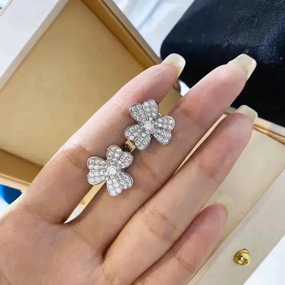 [Vellora-Opalyn]CLOVER COMOS DIAMOND EARRINGS SILVER