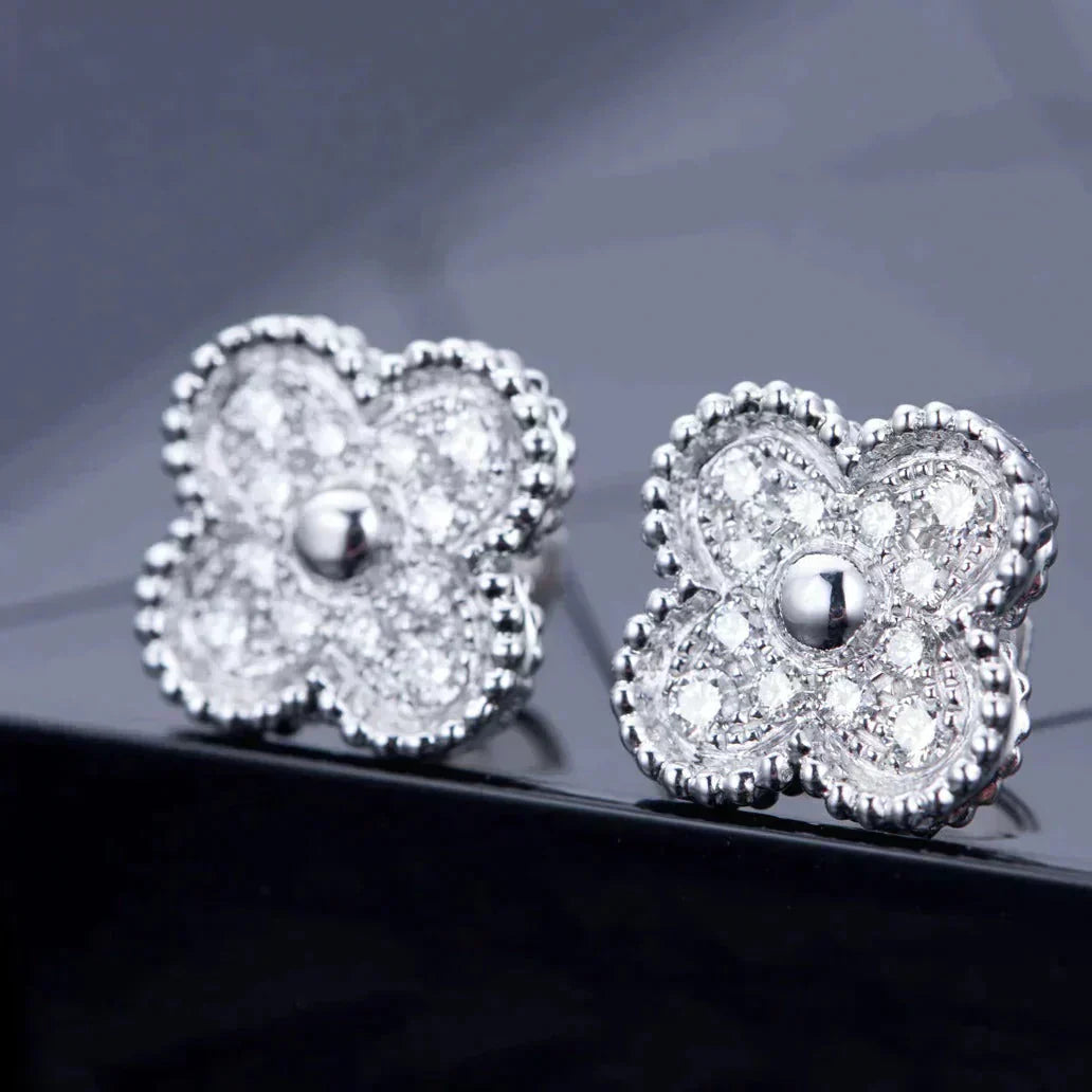 [Vellora-Opalyn]CLOVER 1 MOTIFS DIAMOND STUD EARRINGS SILVER