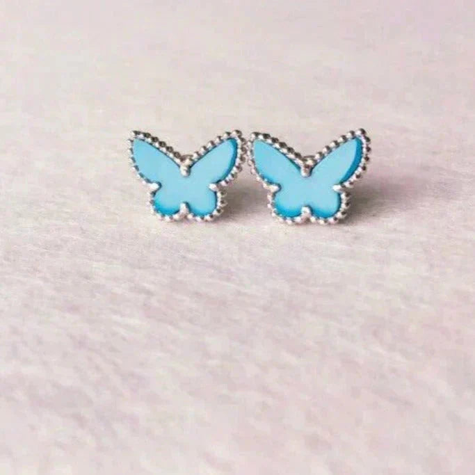 [Vellora-Opalyn]BUTTERFLY TURQUOISE EARRINGS SILVER