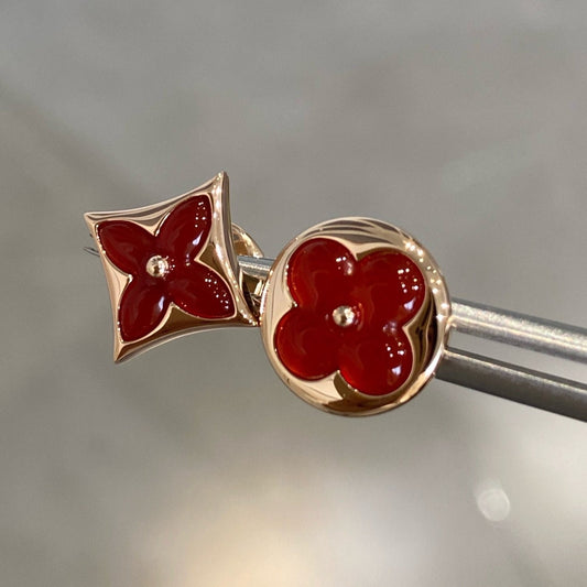 [Vellora-Opalyn]STAR AND SUN PINK GOLD CARNELIAN STUD EARRINGS