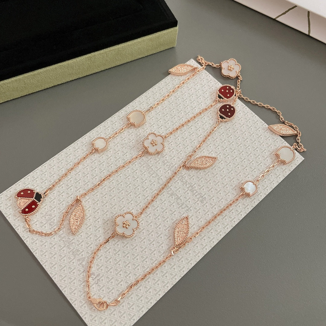 [Vellora-Opalyn]LUCKY SPRING 15 MOTIFS ROSE GOLD NECKLACE