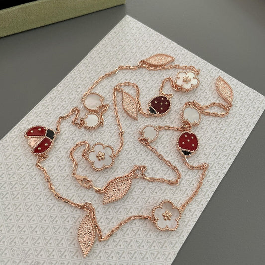 [Vellora-Opalyn]LUCKY SPRING 15 MOTIFS ROSE GOLD NECKLACE